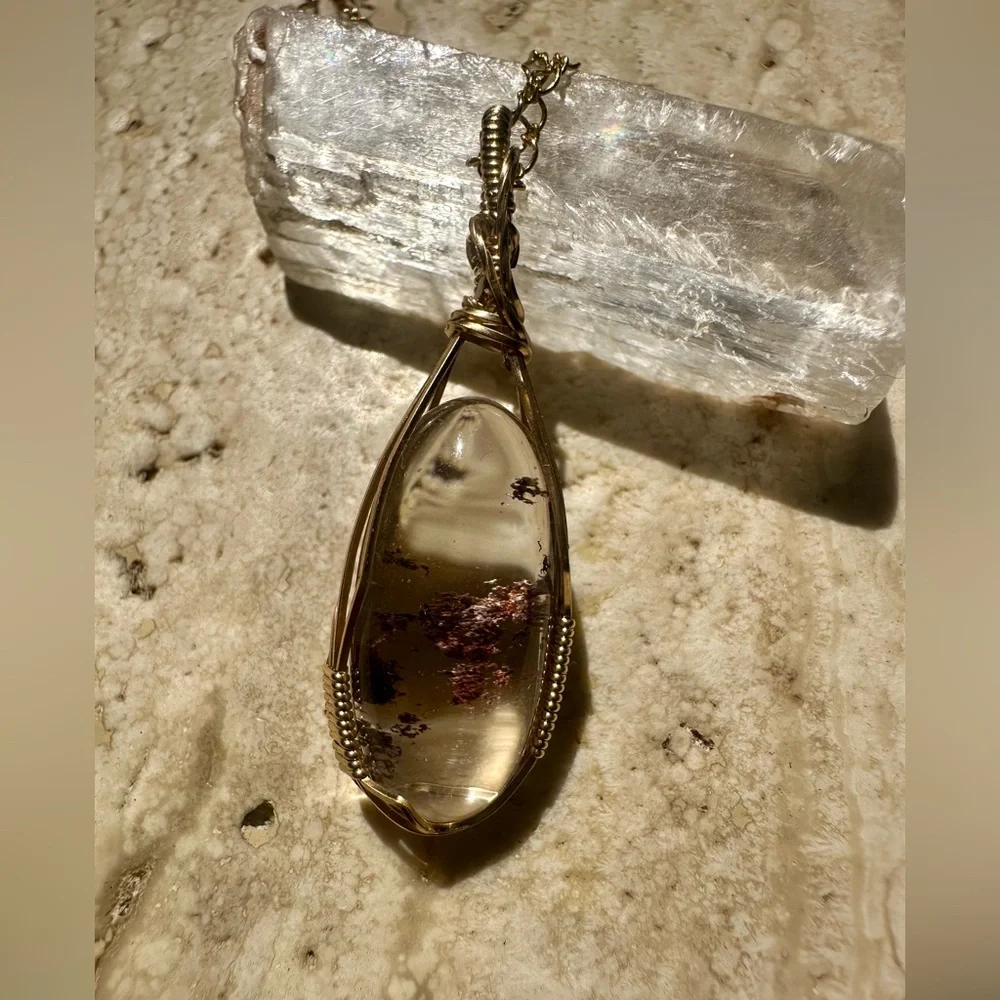 14k Gold Filled Lodolite Garden Quartz Burgundy Inclusions
